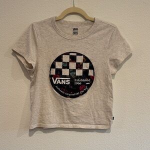 Vans Light Gray Checkered Floral Graphic Tee